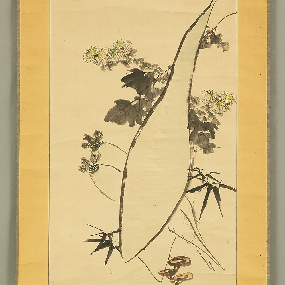 Daikon Radish, Chrysanthemum, Reishi Mushroom with Box - Hirano Gogaku 平野五岳 (1811-1893) - Ιαπωνία - Τέλη της περιόδου Edo  (χωρίς τιμή ασφαλείας) #1.0