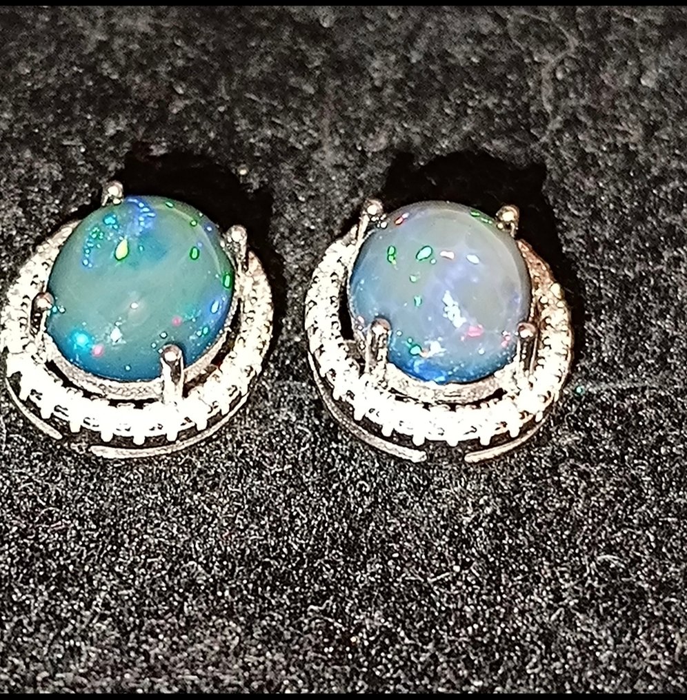 银制s925欧泊耳环Welo 珠寶 - 高度: 13 mm - 闊度: 11 mm- 2.53 g - (2) #4.3