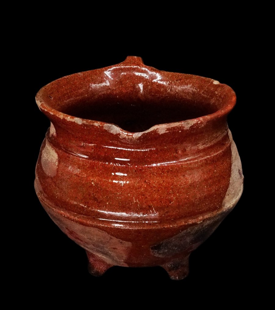 中世紀後期 15世纪莱茵地区的三足釉陶花瓶 (沒有保留價) #2.1