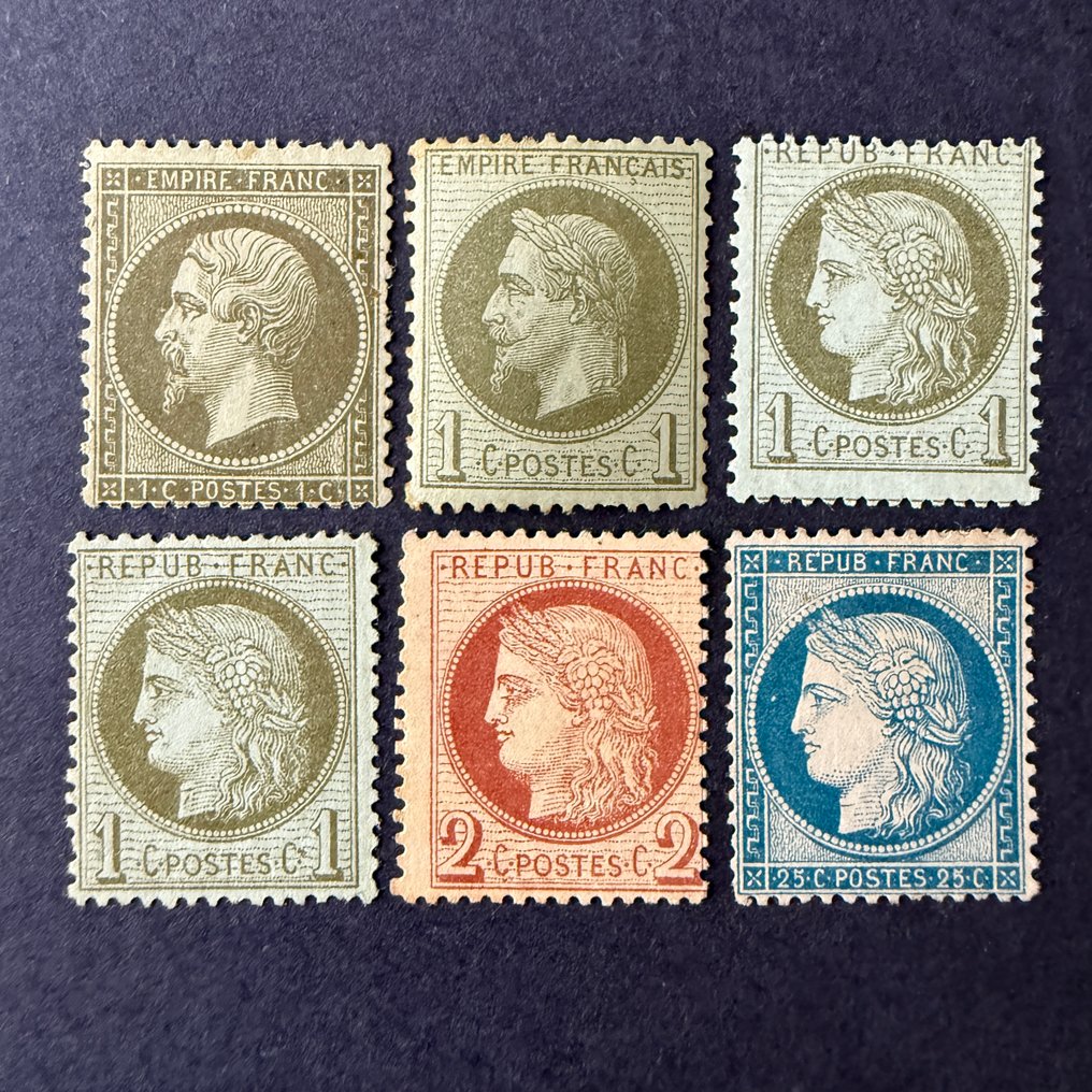 Ranska  - Yvert 19, 25, 50, 51, 60 "Classiques" uusina * - B/TB #1.0