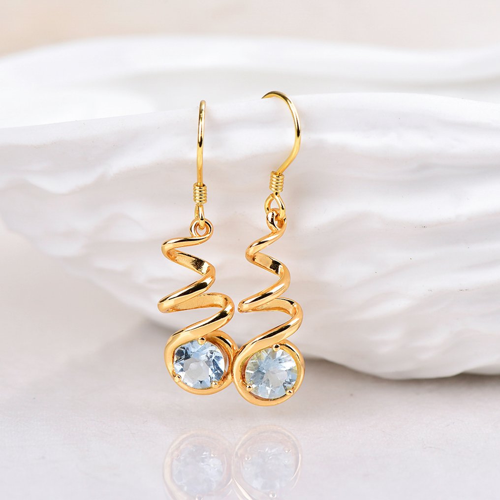 Senza prezzo di riserva - Orecchini Argento - Aquamarine - Certificato #1.0