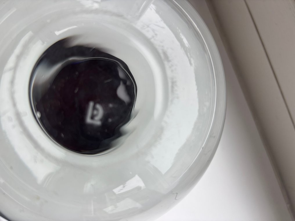 Glasfabriek Leerdam - A.D. Copier - Vas -  vas  - Glas - Stålblå boll vas #2.1