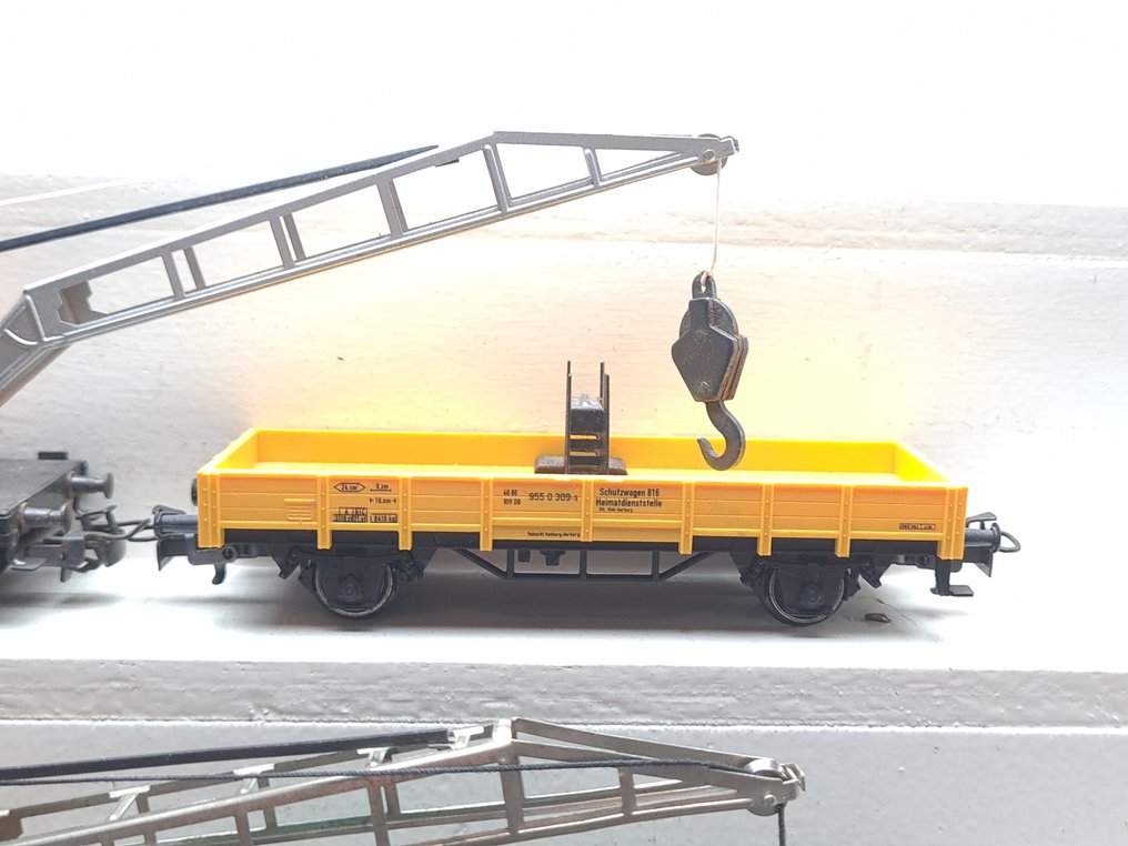 Märklin H0轨 - 4611/4671/4423 - 模型火车货运车厢 (6) - 3台带附属车的起重机车 - DB #4.3
