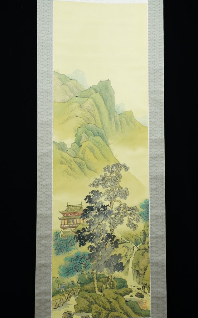 Absolute Auction – Japanese Hanging Scroll – Mountain Landscape - 雅邦 Gaho - Japón (Sin precio de reserva) #1.0