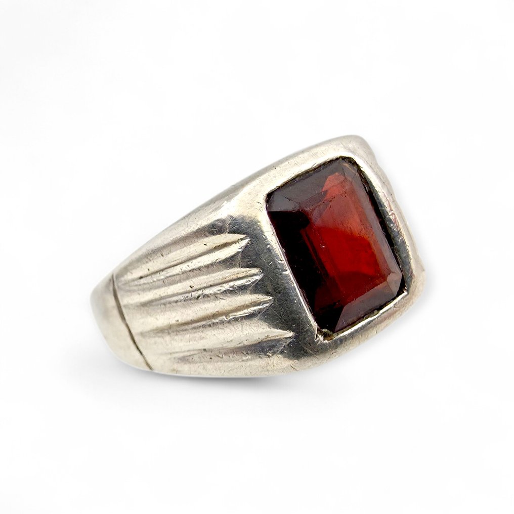 No reserve price - Ring Silver - Garnet (Certified) #1.0