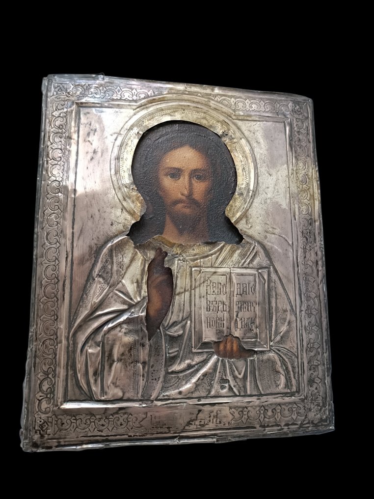 Icoană - Hristos Atotputernicul - Argint, Lemn #3.2