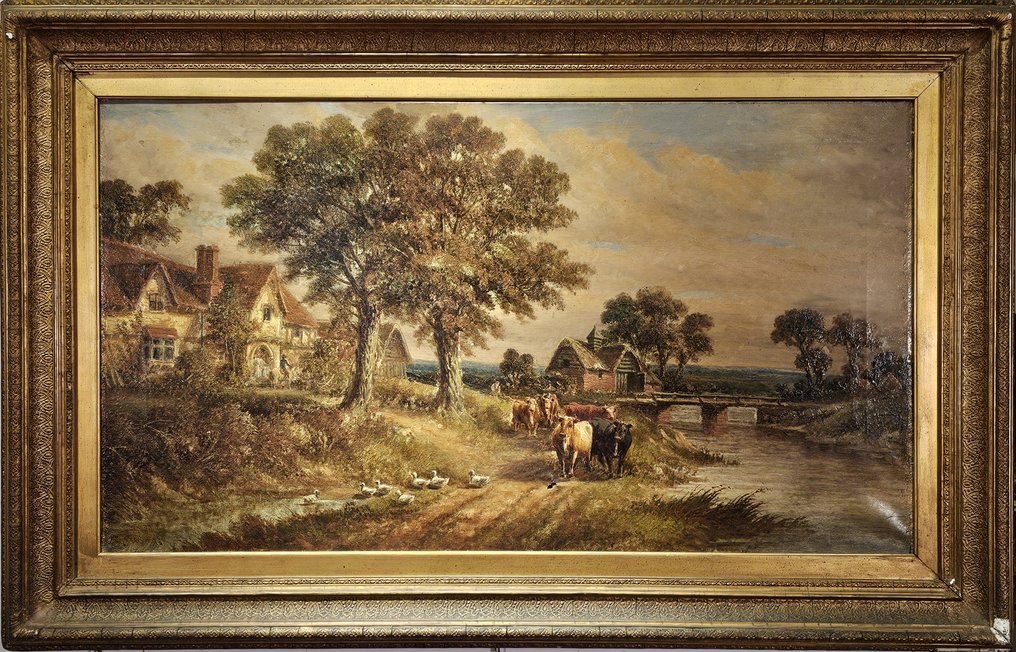 École britannique (XIX) - Paesaggio con animali #1.0