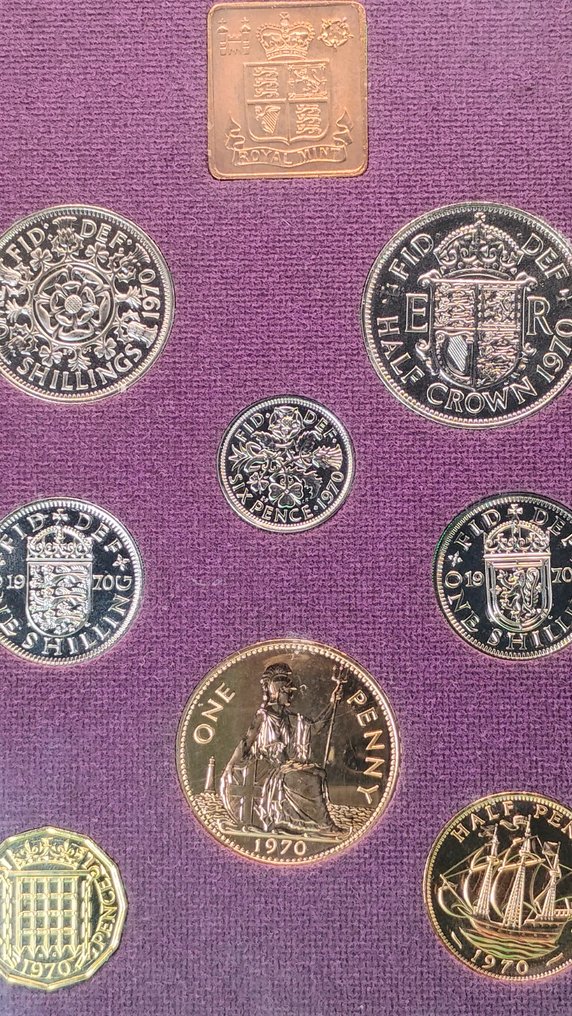 Royaume-Uni. Mint Set 1970 Queen Elizabeth II, Completo con gettone commemorativo. (Sans prix de réserve) #1.0