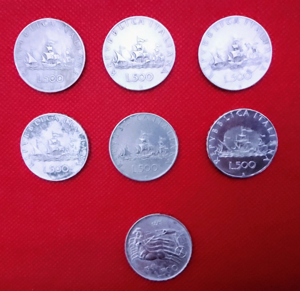 Italie, République 500 Lire 1958-1966 (7 monete) (Sans prix de réserve) #2.1