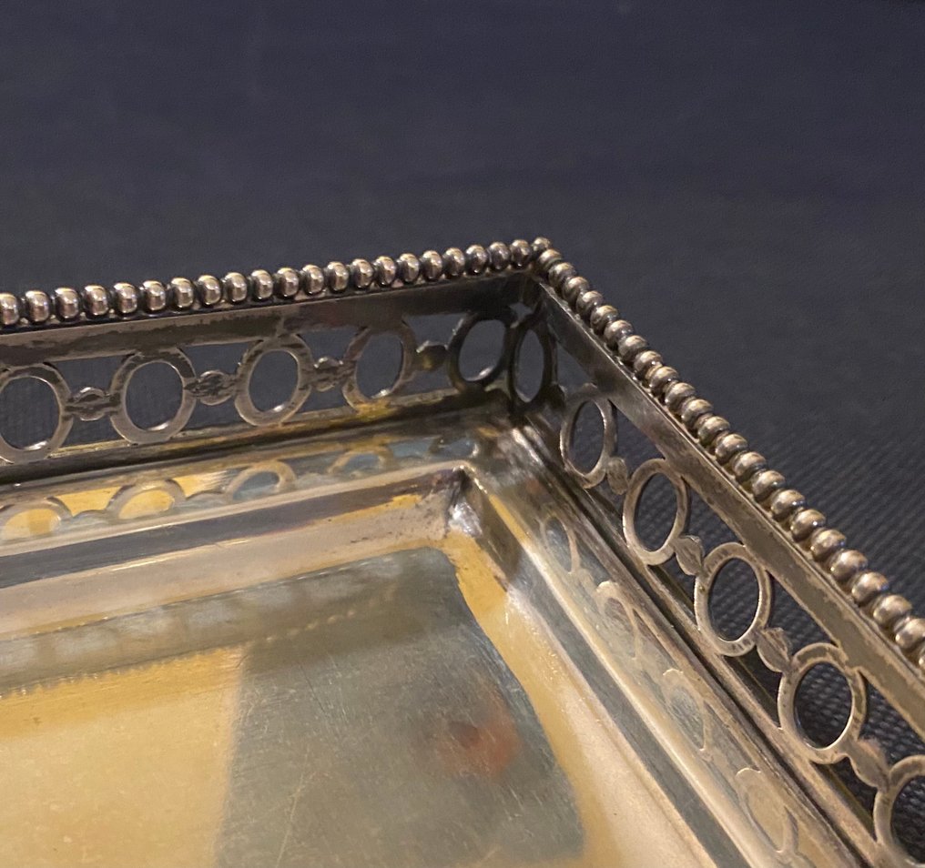 Dienblad - .934 zilver - op pootjes, zgn cabaret #1.0