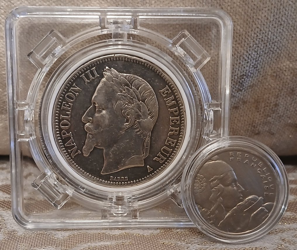 Frankrig. Napoléon III. 5 Francs / 100 Francs 1867/1958 (2 monnaies)  (Ingen mindstepris) #1.0