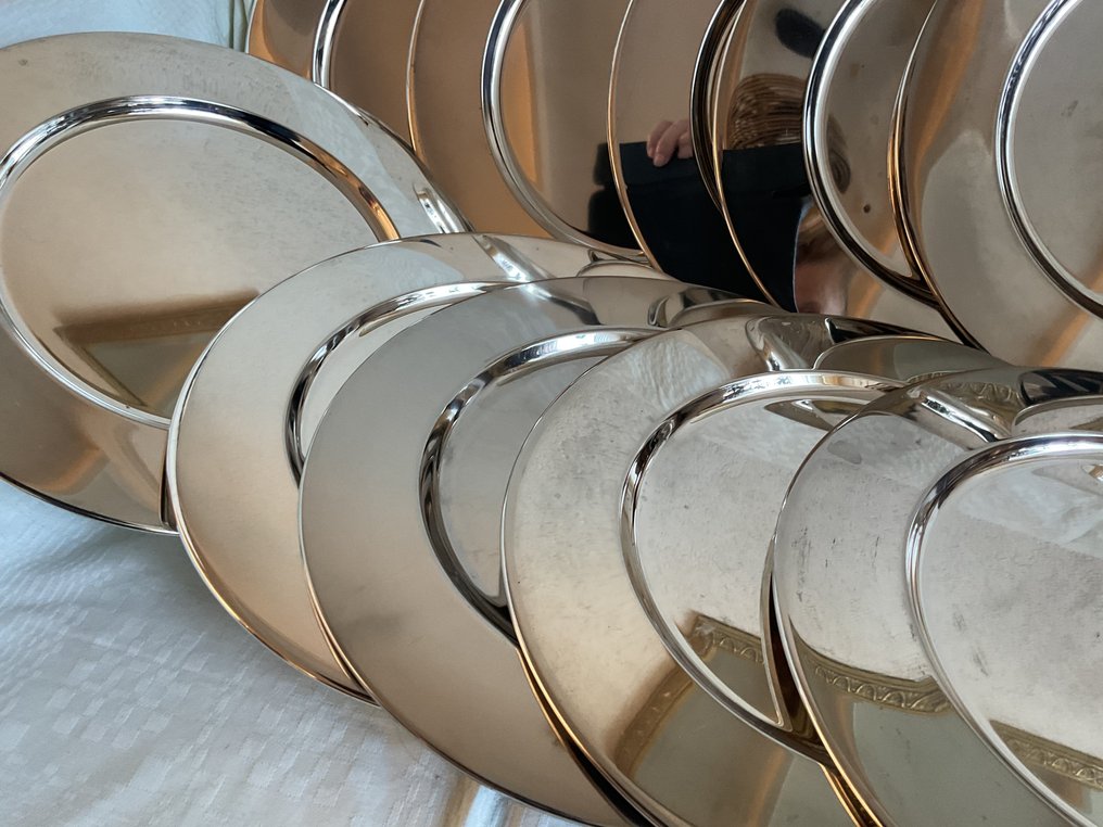 盘子 (12) - Verzilverde onderborden borden - 镀银, 金属 #4.3