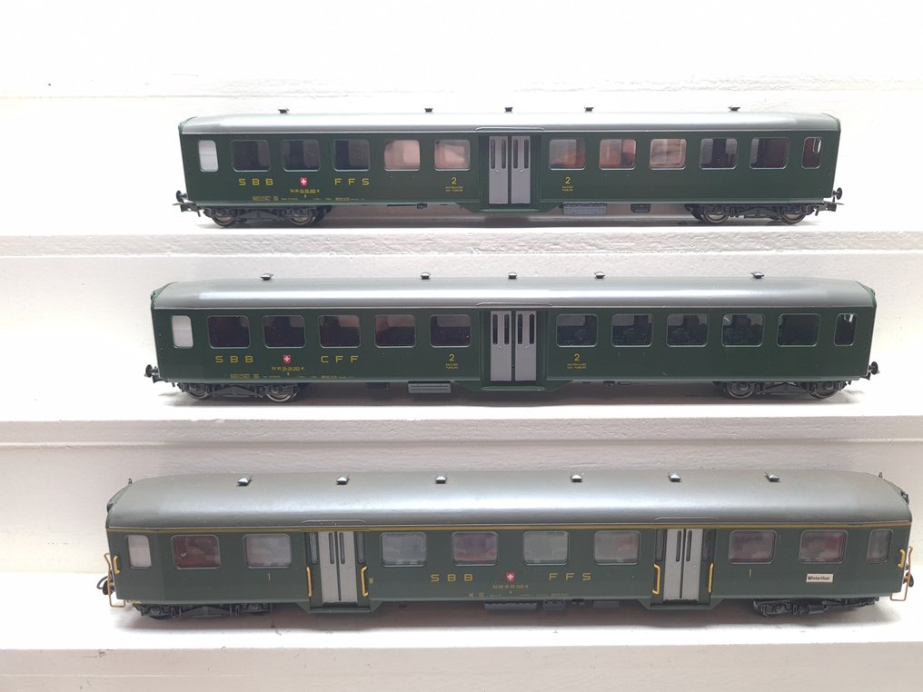 Liliput H0轨 - 737851 - 模型火车客运车厢 (3) - 3x 轻钢车厢 - SBB-CFF #2.1