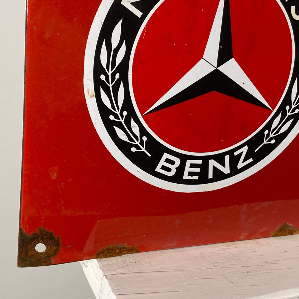 Mercedes-Benz - Mercedes-Benz emalilevy - 60x20cm (23.6x7.9") - nostalginen vintage-huoltokyltti - Mainoskyltti - Vahva - noin 1,5 mm (0,059") #2.1