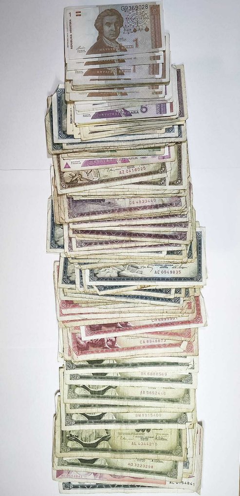 Jugoslavien, Kroatien. - 146 banknotes - Various Dates  (Ingen mindstepris) #1.0