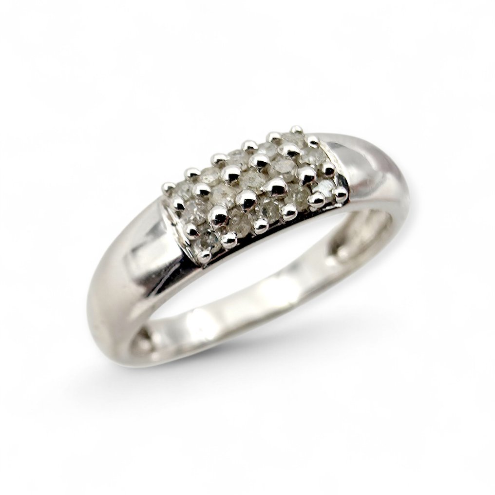 No reserve price - Ring Silver - Diamond (Certified) #1.0
