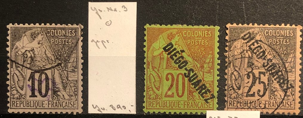Diego Suarez  - Diego Suarez 1890, 15/10c used, #19 MLH#20 used & Togo Fr. Occup. #33 / 2H MLH, total euro 730,- - Yvert Nr. 3,19,20,33A,2H Yv. euro 730,- #4.3
