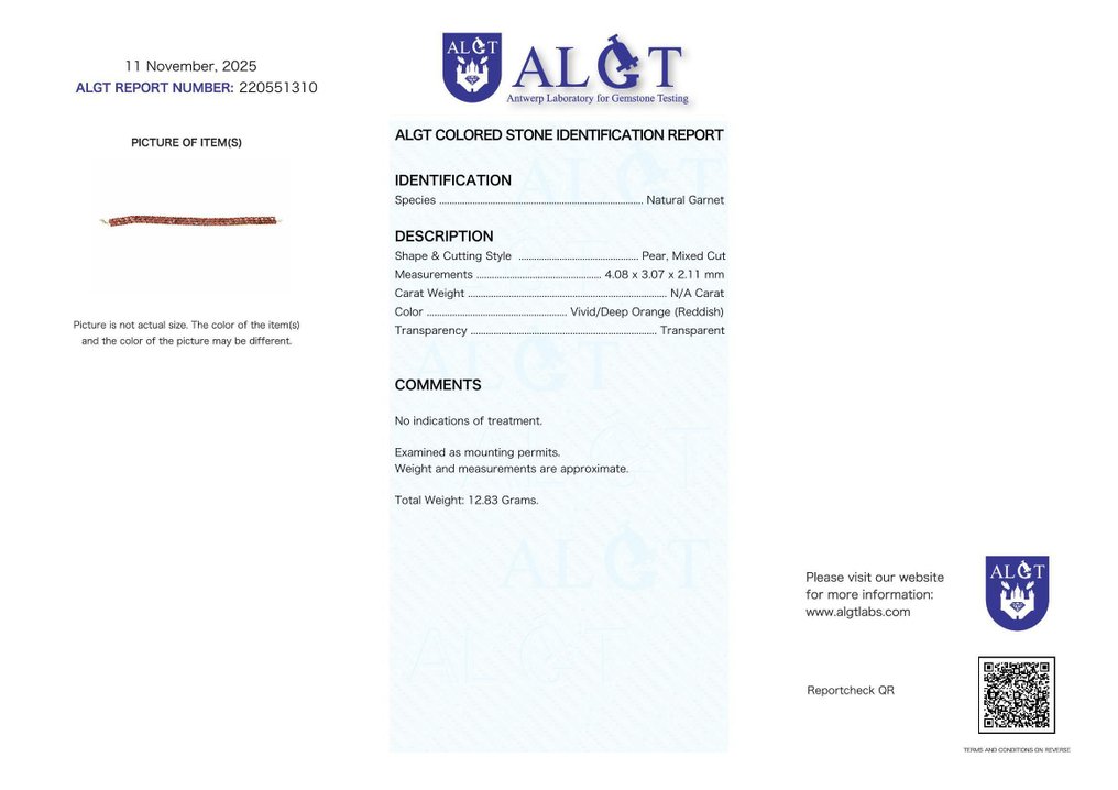 No reserve price - Bracelet Silver - Garnet - Certified #2.1