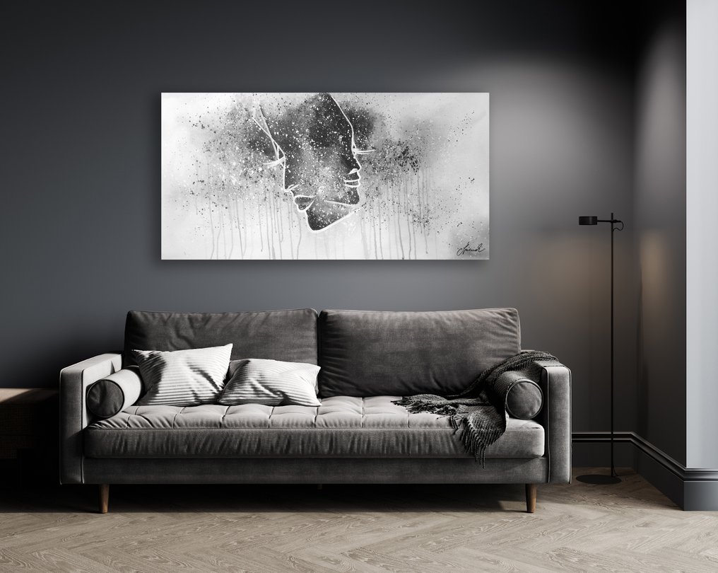 Monika Spiewak - Two Faces - Oil Painting Stretched On The Frame - XXL - Ready To Hang - 1/1 Unique Piece #1.0