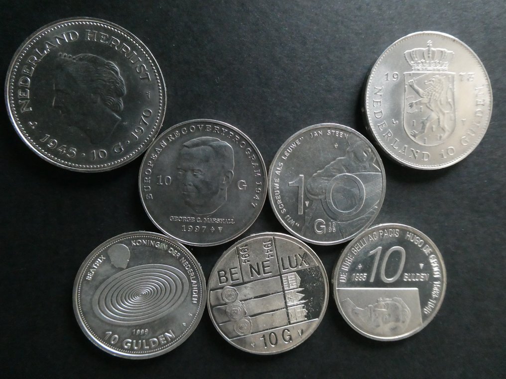 荷蘭. 10 Gulden 1970/1999 Complete serie (7 st)  (沒有保留價) #1.0