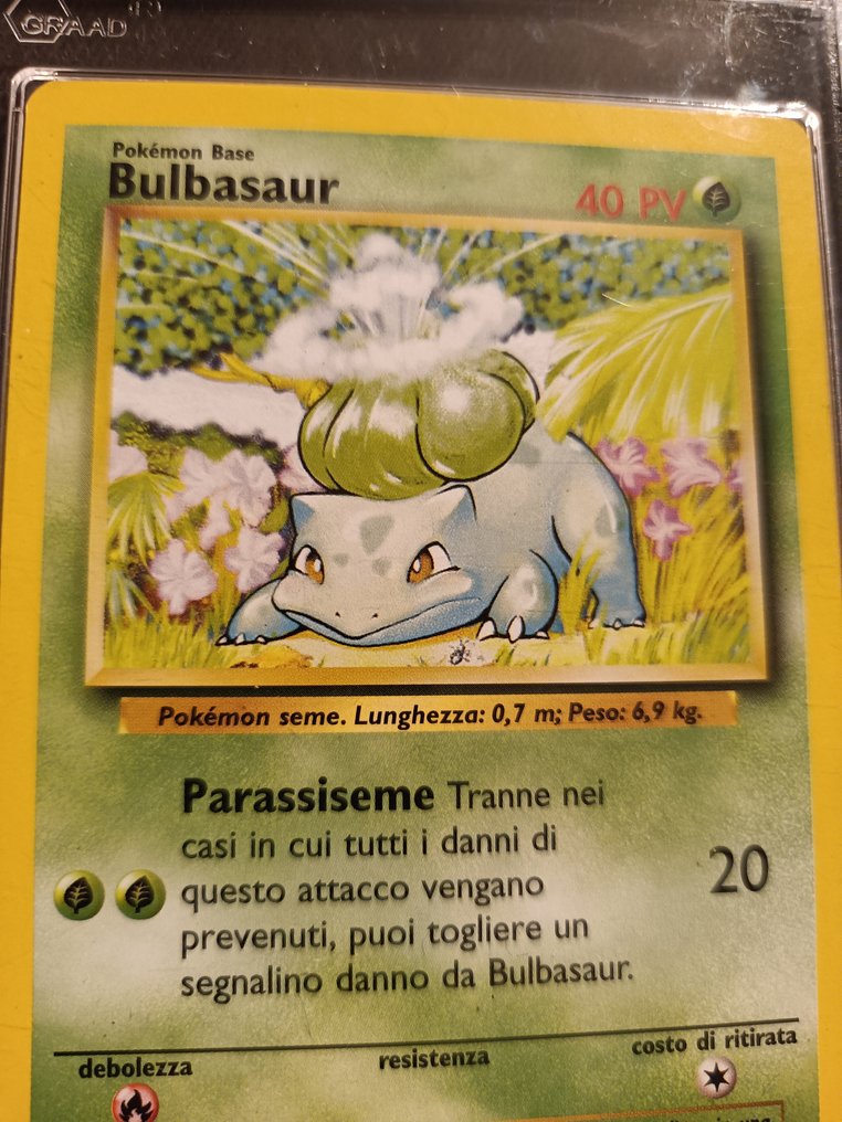 Pokémon - 1 Graded card - Bulbasaur 44/102 - Graad 9 - 评级卡 + 板面签名 #2.1