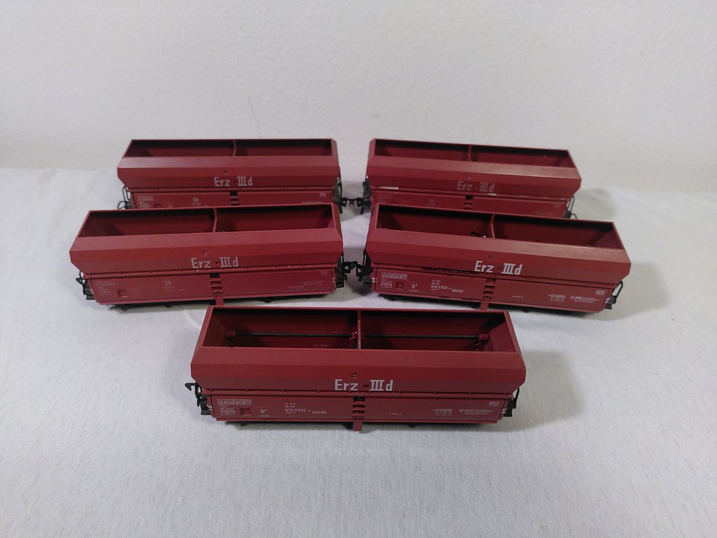 Fleischmann H0轨 - 5520 - 模型火车货运车厢 (5) - Erz IIId，大容量自卸车 - DB #1.0
