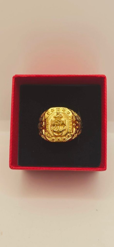 Anel Militar - Banhado a ouro de 18 quilates. Honra - Lealdade e Compromisso. - Anel - Anillo Militar 'Veterano' #2.1