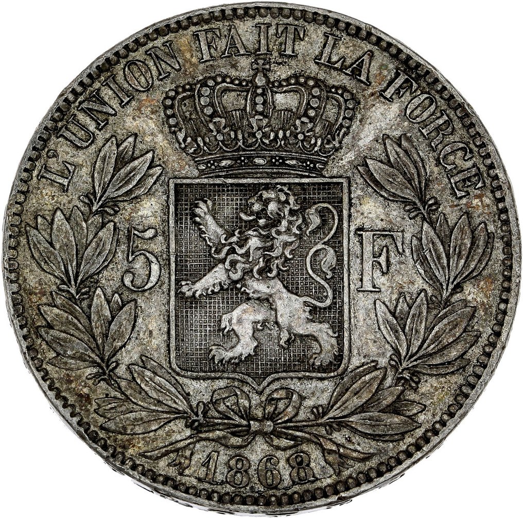 Belgio. Leopoldo II. 5 Francs 1868  (Senza prezzo di riserva) #1.0