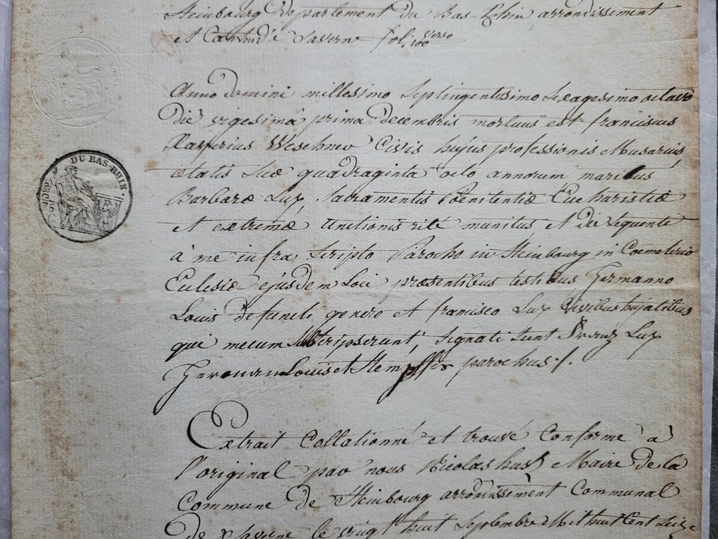 Divers - Très rare acte de décès pré-révolutionnaire. - 1787-1816 #4.3