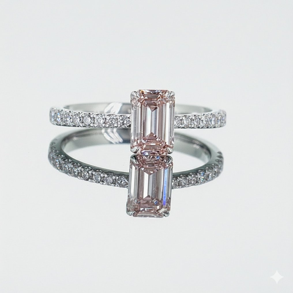 沒有保留價 - 戒指 - 14 克拉 白金 -  1.50ct. tw. 粉紅色 鉆石 (彩色實驗室培育鑽石) - 鉆石 #2.1