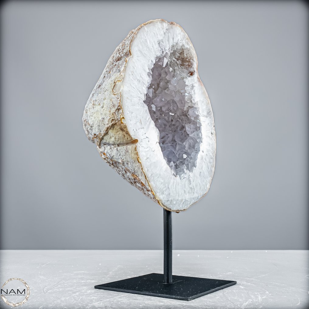 Natural cut geode chalcedony & agate On Stand- 1338.47 g #4.3