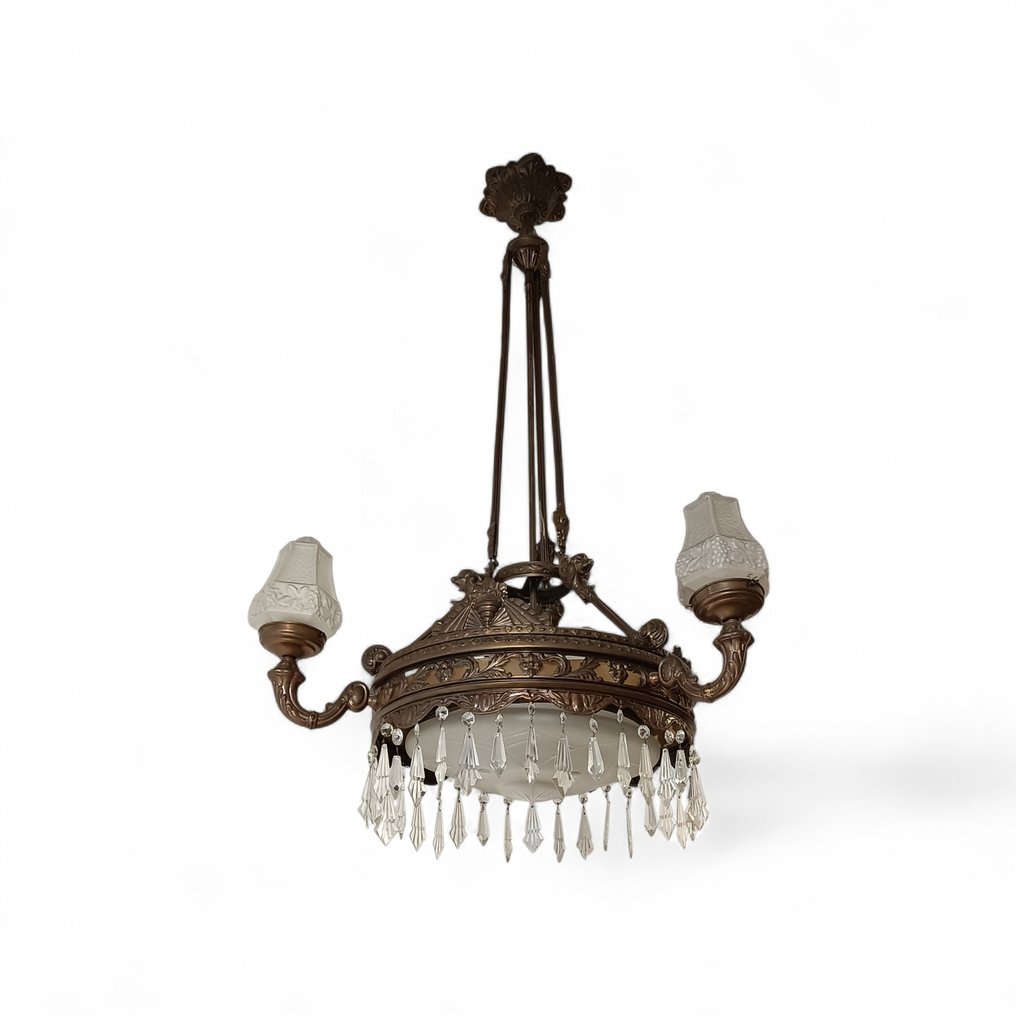 枝形吊灯 - 黄铜, 玻璃, 水晶, Art Nouveau #2.1