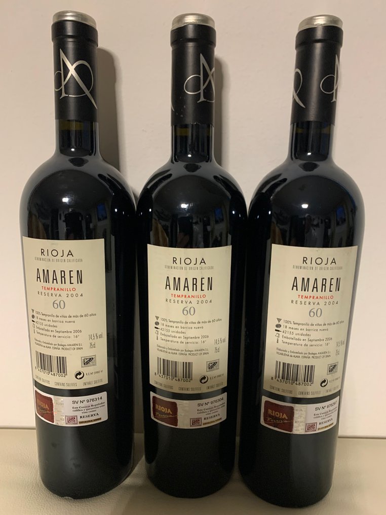 2004 Bodegas Amaren, Tempranillo - 拉里奧哈 Reserva - 3 瓶 (0.75L) #1.0