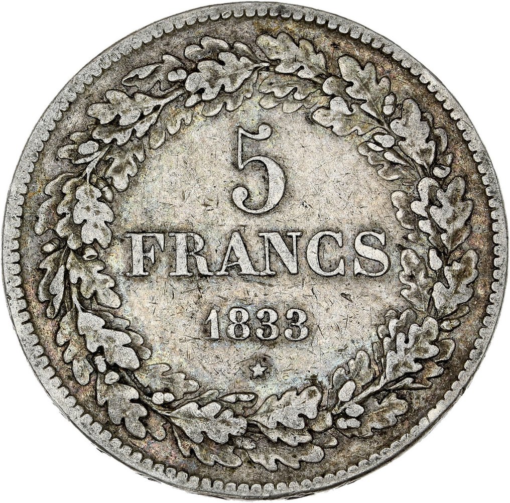 比利時. 利奧波德一世. 5 Francs 1833  (沒有保留價) #1.0