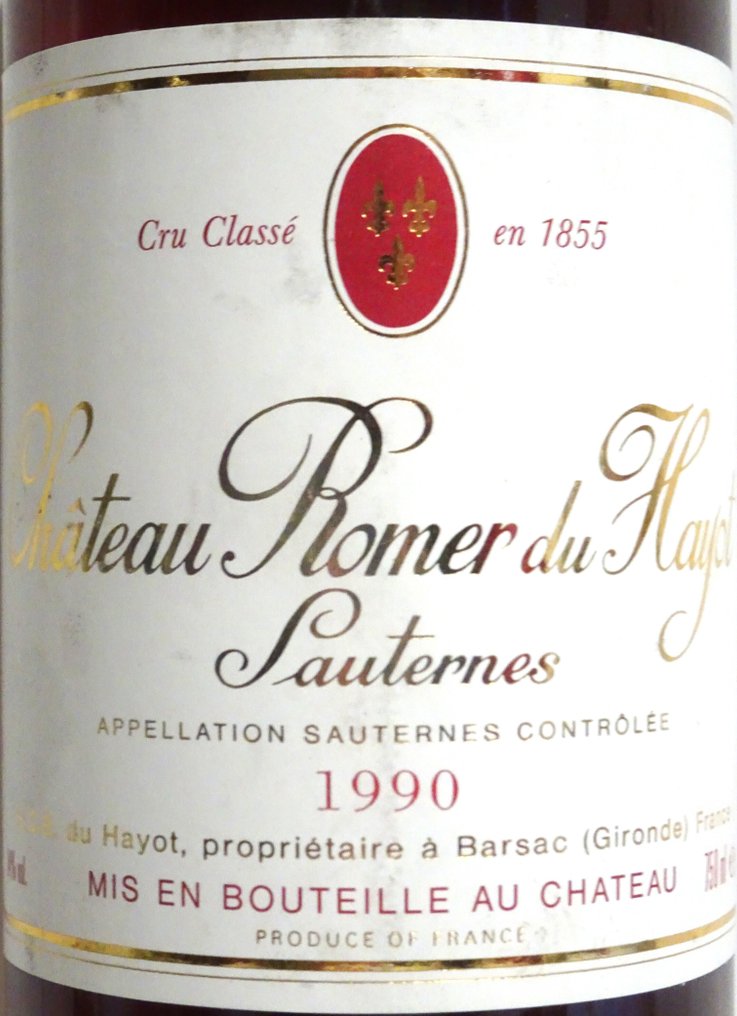 1990 Château Romer du Hayot - Sauternes 2ème Grand Cru Classé - 3 Bottles (0.75L) #3.2