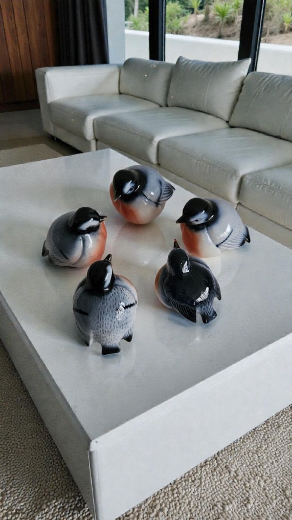 Skulptur, Goudvink, handbeschilderd - 9 cm - Porslin #2.1