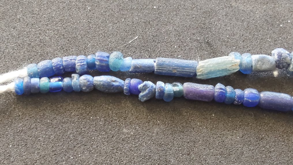 古罗马，帝国 玻璃 罗马玻璃珠项链, Beads  (没有保留价) #3.2