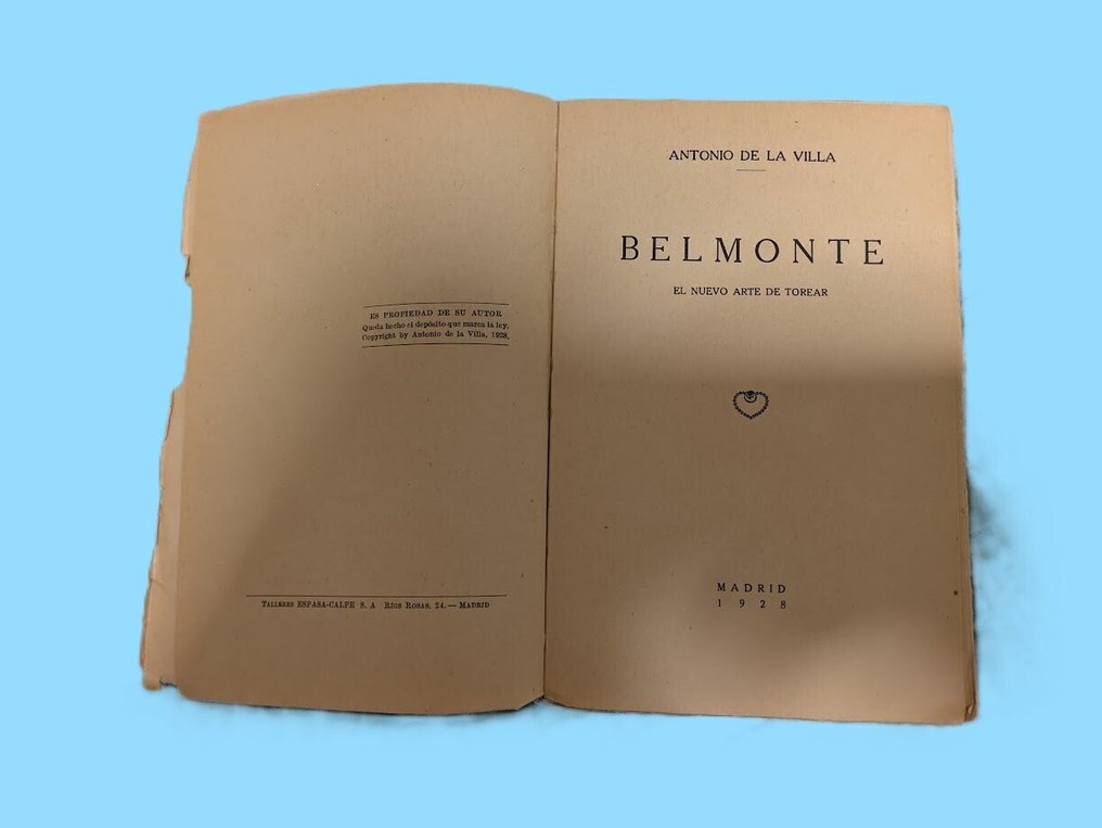 Antonio de la Villa. - Belmonte, El nuevo arte de torear. - 1928 #1.0