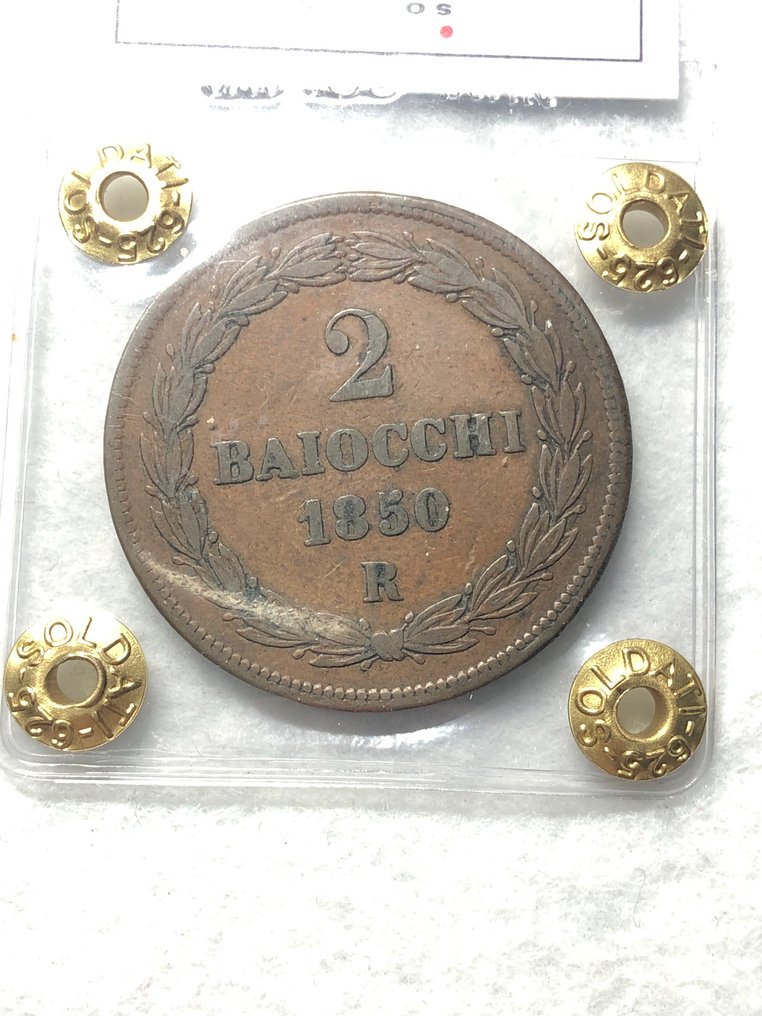 Itália, Estado Papal Pio IX. 2 Baiocchi 1850 Roma (Sem preço de reserva) #1.0
