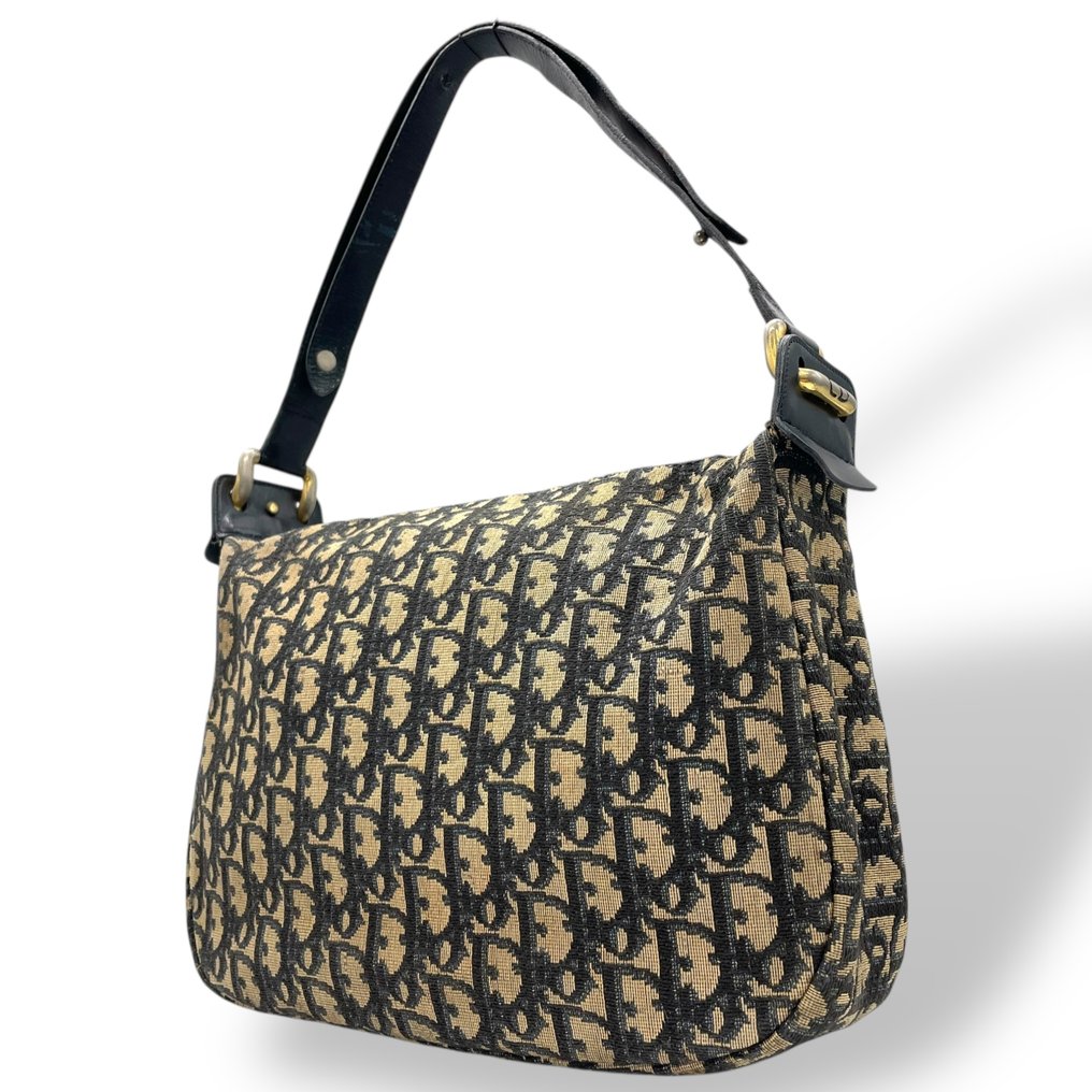 Christian Dior - Oblique jacquard shoulder bag Trotter Canvas Leather One Shoulder Vintage Bag - Shoulder bag #1.0