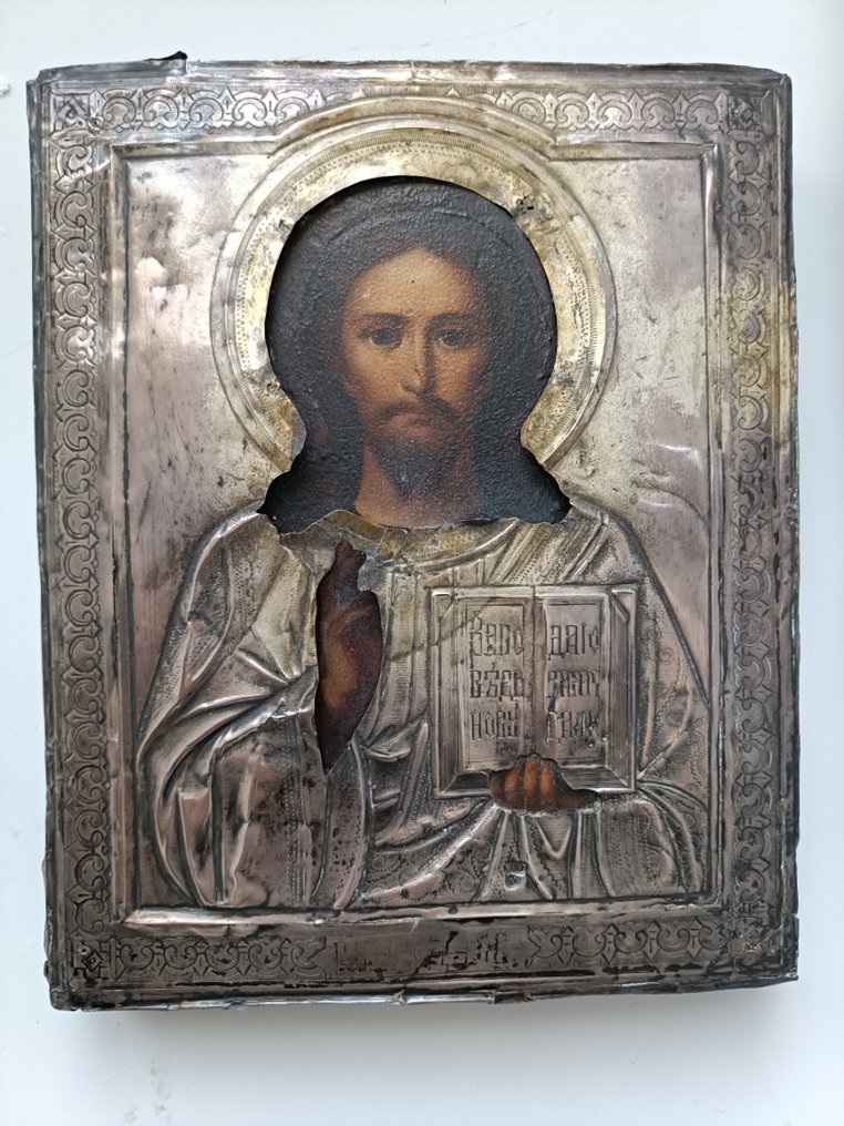 Icoană - Hristos Atotputernicul - Argint, Lemn #2.1