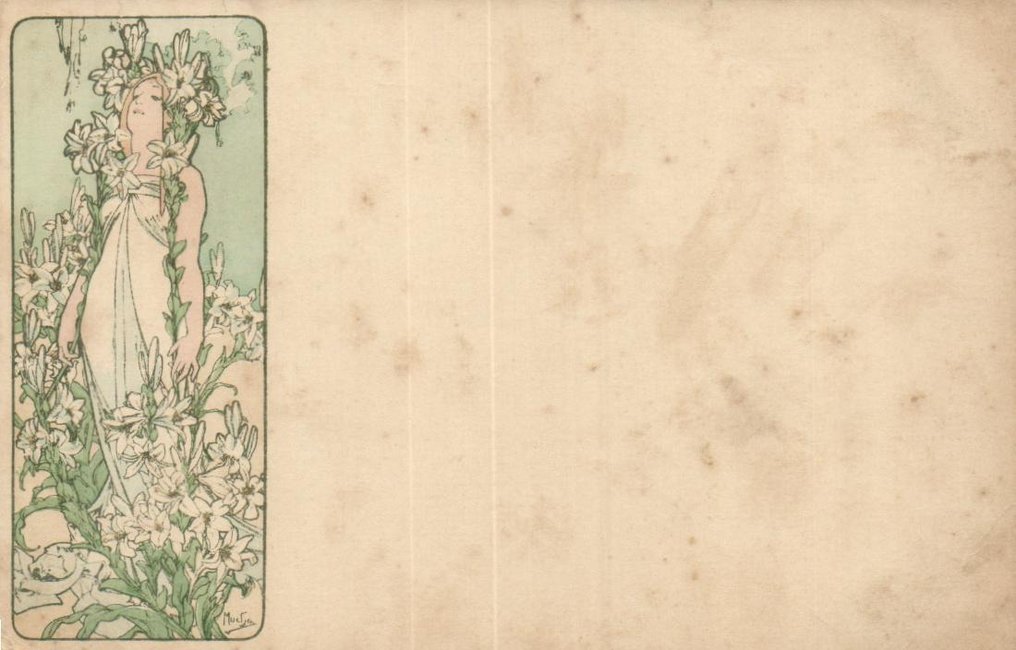 Alphonse Mucha - 2 rare, original, and unsigned views from around 1900 - a few rust spots - Postcard (2) - 1900-1900 #1.0