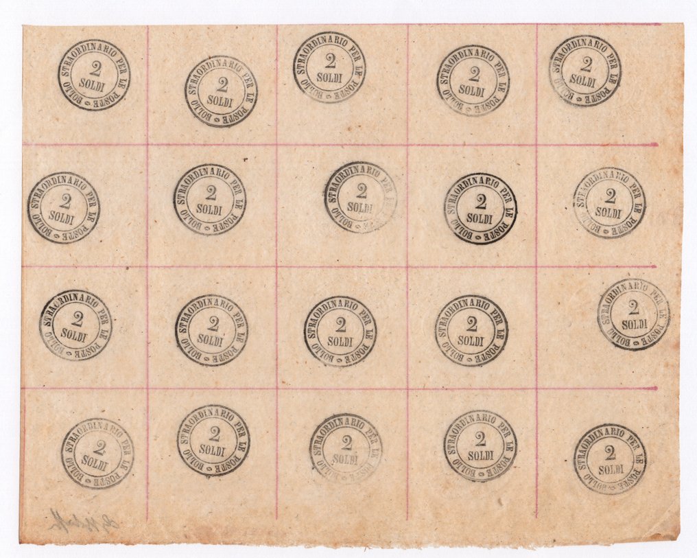意大利古國－托斯卡尼 1854 - 2秒。为报纸标记，每组20个。 - Sassone 1 #1.0