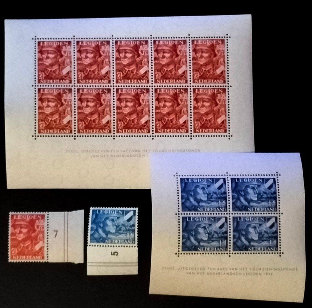 荷蘭 1942 - 军团块和邮票 - Nvph 402/403 + 402V/403V #1.0