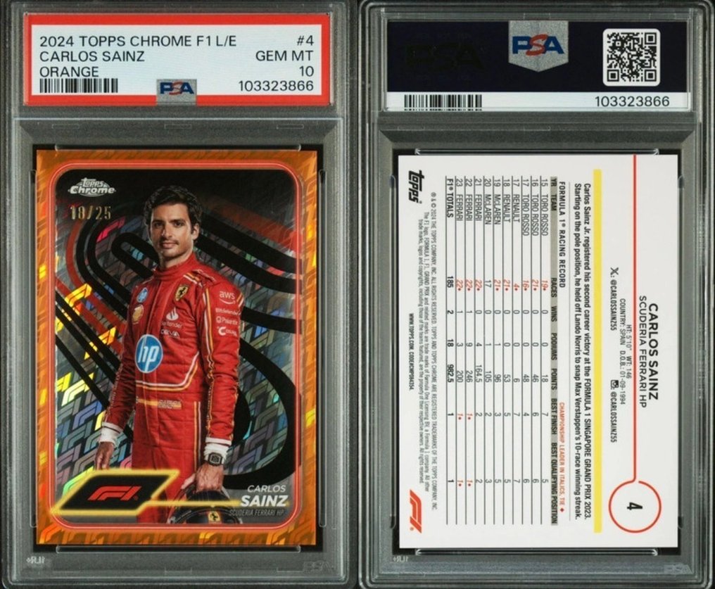 Topps Chrome Carlos Sainz /25 Orange PSA 10 - 1 Card - Impecable (I) #2.1