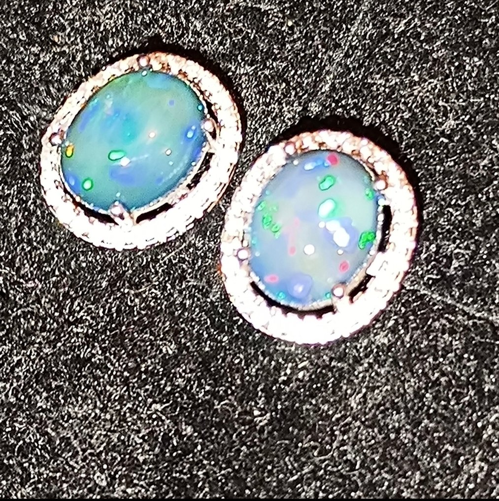 银制s925欧泊耳环Welo 珠寶 - 高度: 13 mm - 闊度: 11 mm- 2.53 g - (2) #1.0