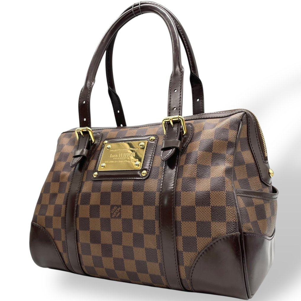 Louis Vuitton - Damier Ebene Berkeley Structured Handbag with Leather Trim and Top Handles - Mulepose #1.0