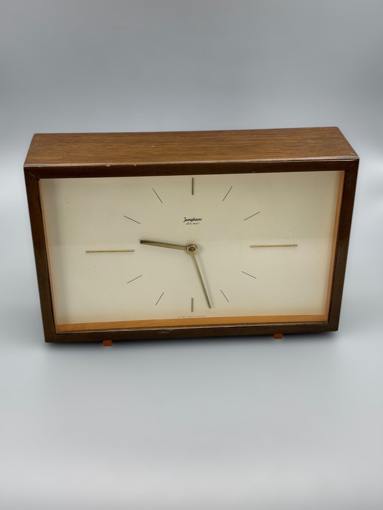 Zegar stołowy - Junghans ATO‑Mat Design‑Tischuhr – Mid‑Century‑Modern mit Bauhaus‑Einfluss, Holzgehäuse, Made in -  Nowoczesny z połowy wieku Drewno - 1960-1970 - W pełni funkcjonalny, cichy #2.1