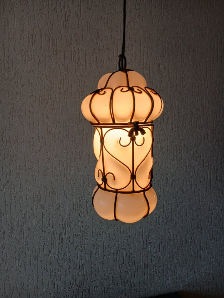 Venetiaanse Hanglamp - Lantaarn - 笼形吸顶灯 - 乳白色玻璃 - Vintage #3.2