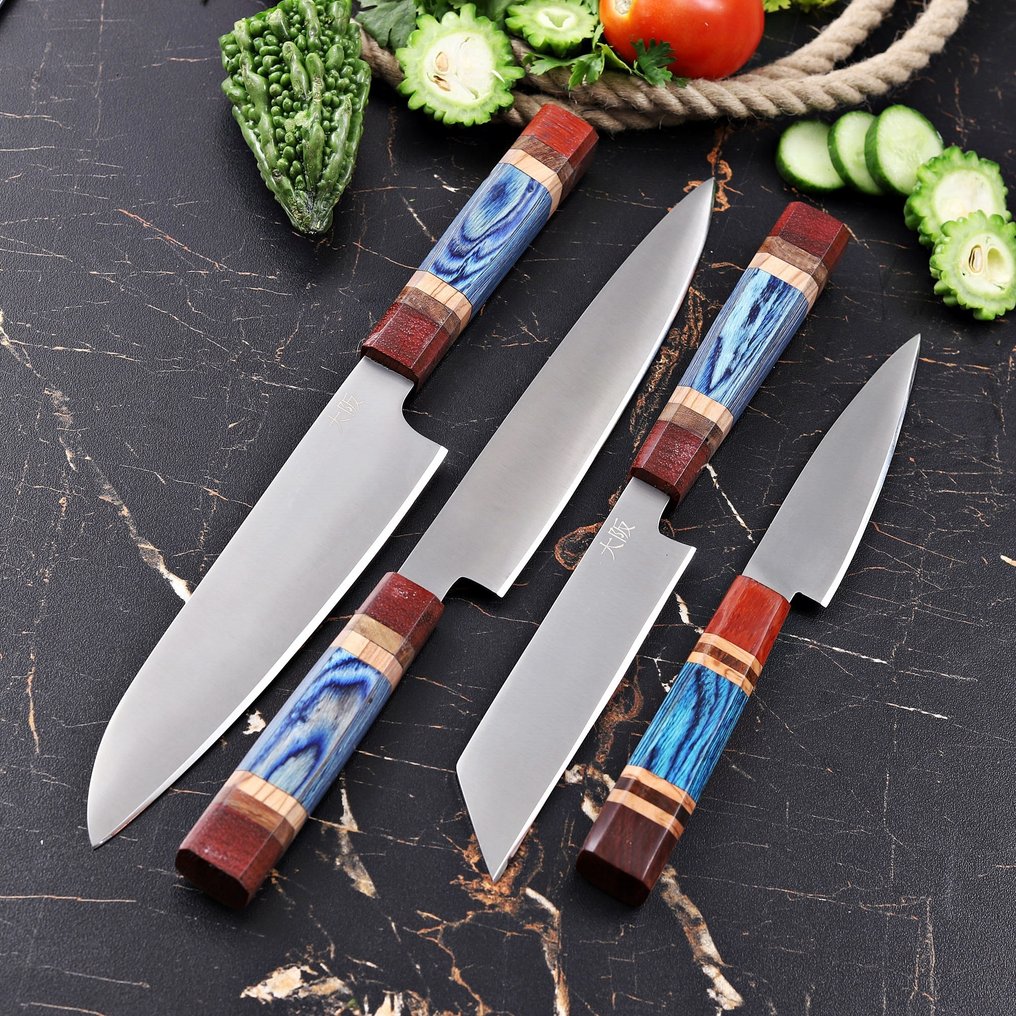 厨刀 - Chef's knife -  Japanese Style-PT-42 - 钢, 木 - 葡萄牙 - 日本钢刀套装 #1.0